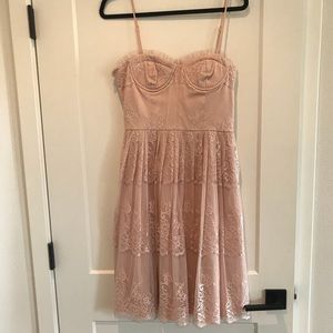 Blush Rose Gold Lace Party Wedding Dress Sz Large